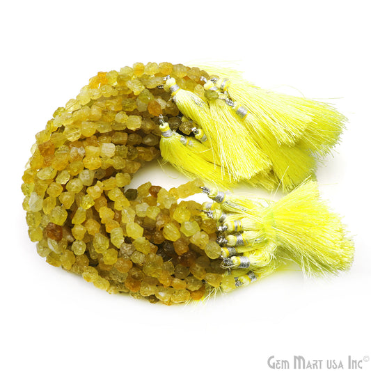 Lemon Topaz Rough Beads, 8 Inch Gemstone Strands, Drilled Strung Briolette Beads, Free Form, 7x5mm