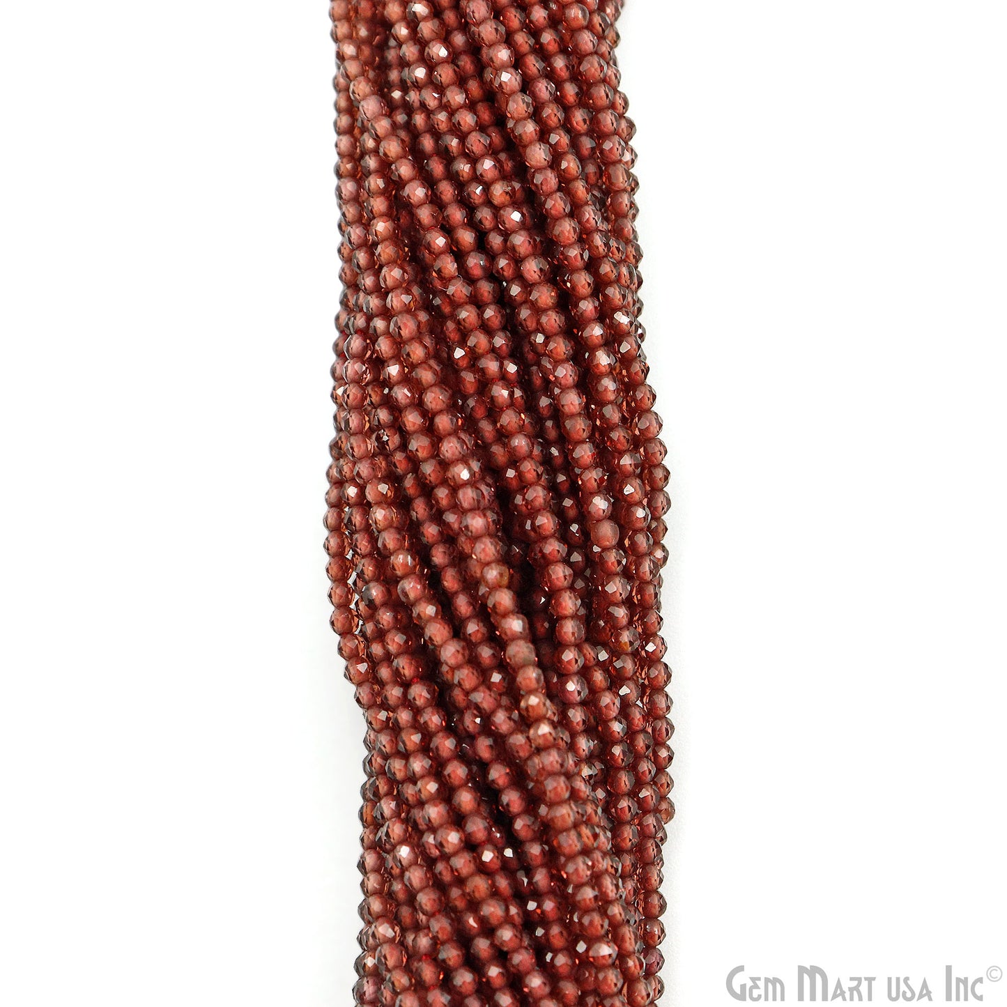 Garnet Rondelle Beads, 13 Inch Gemstone Strands, Drilled Strung Nugget Beads, Faceted Round, 1.5-2mm