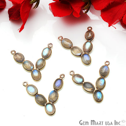 DIY, Labradorite Gold Plated 30x25mm V Chandelier Finding Component - GemmartUSA