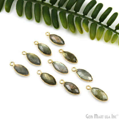 Labradorite 8x16mm Marquise Shape Gold Electroplated Gemstone Connector