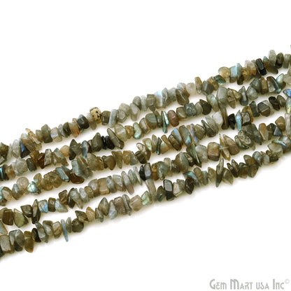 Labradorite Chip Beads, 34 Inch, Natural Chip Strands, Drilled Strung Nugget Beads, 7-10mm, Polished, GemMartUSA (CHLB-70004)