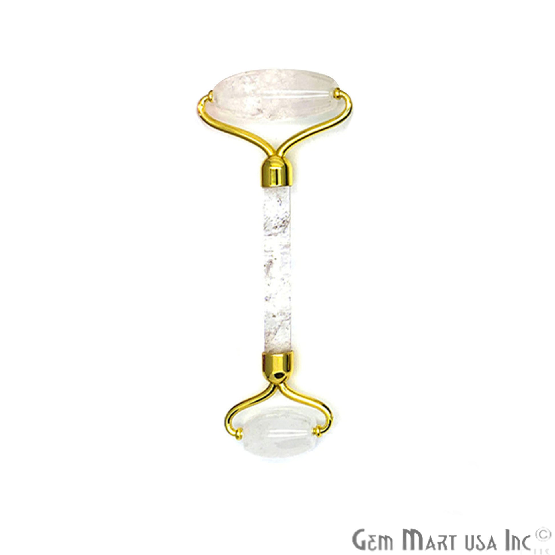 Gemstone Gold Plated Face Roller With Two Healing Stones, Skin care (Pick Stone & Plating) - GemMartUSA