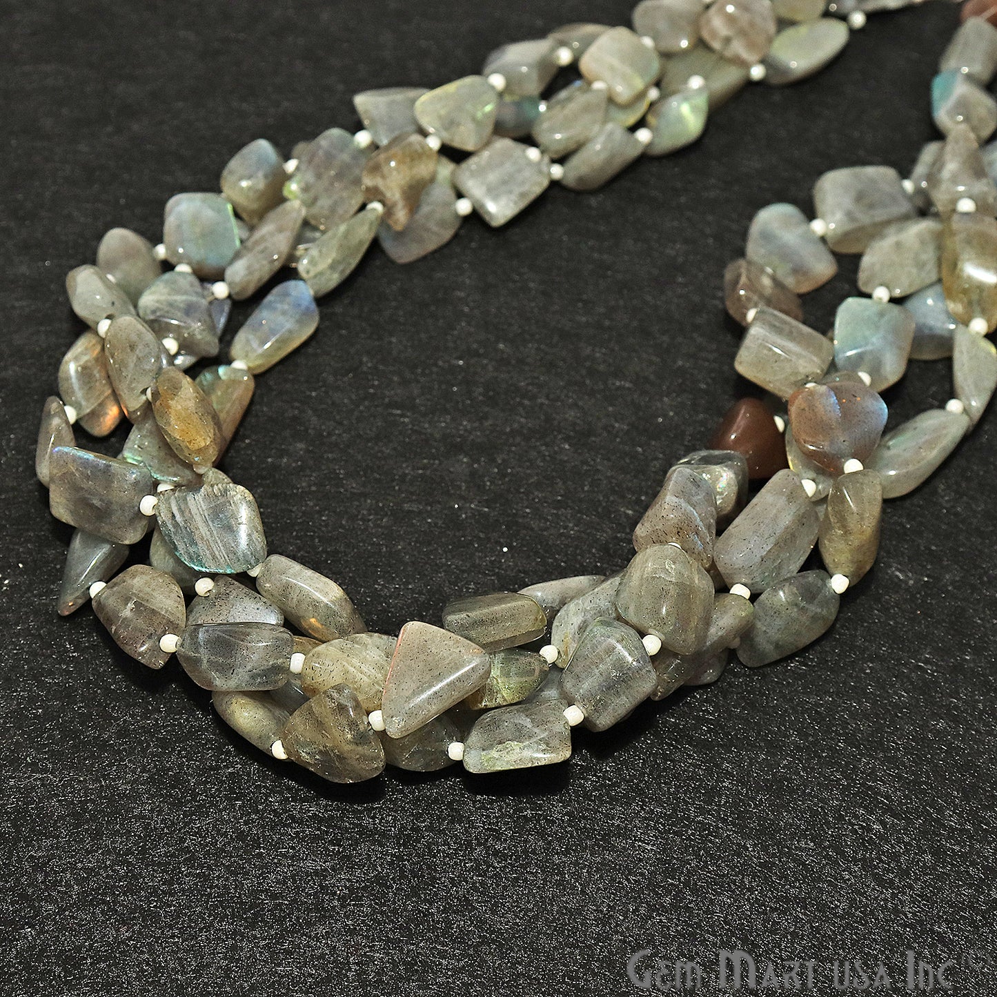 Labradorite Free Form 13x9mm Tumble Beads Gemstone Strands - GemMartUSA