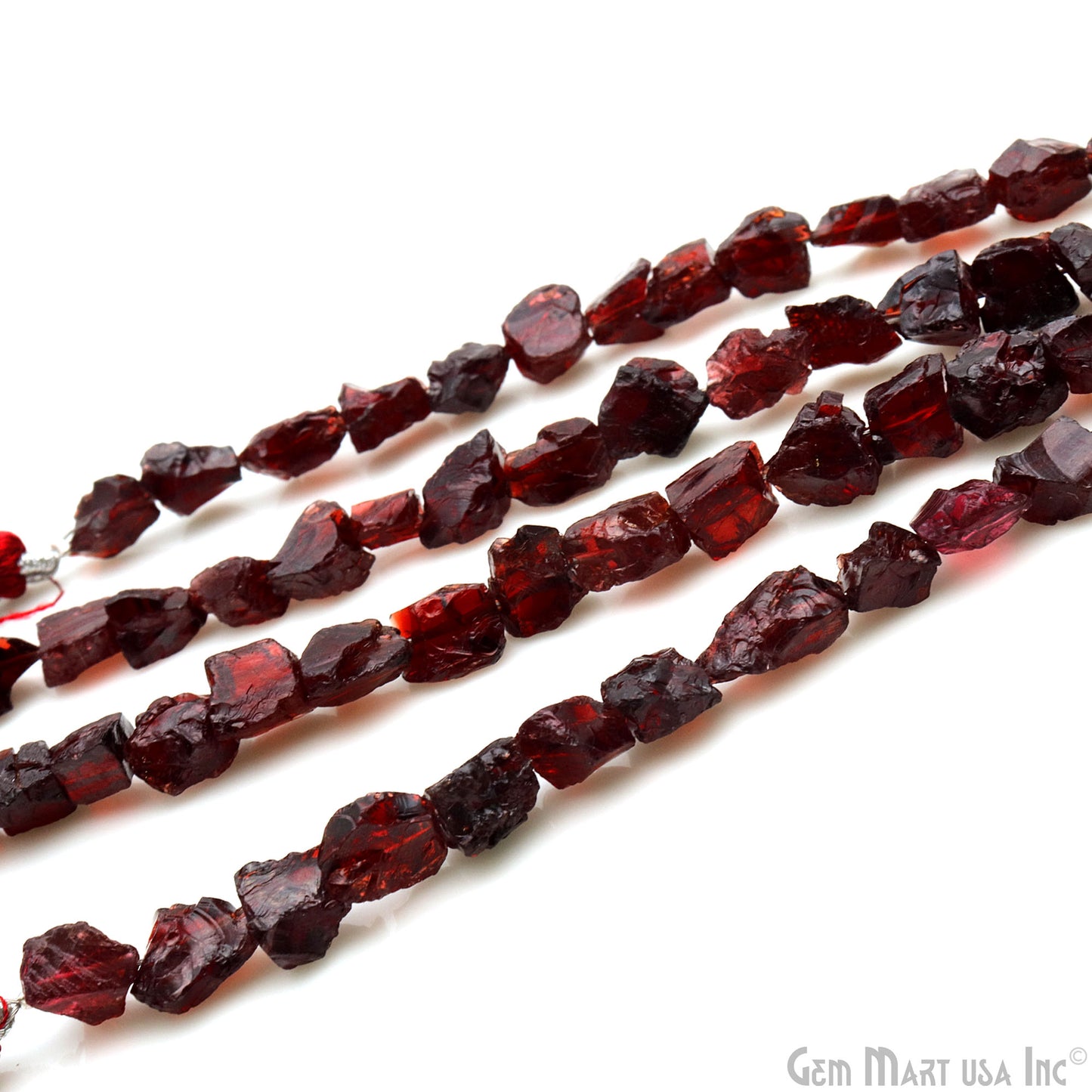 Garnet Rough Beads, 9 Inch Gemstone Strands, Drilled Strung Briolette Beads, Free Form, 7x5mm