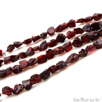 Garnet Rough Beads, 9 Inch Gemstone Strands, Drilled Strung Briolette Beads, Free Form, 7x5mm