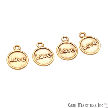 Love Print Round Shape Gold Plated Finding Connector - GemMartUSA