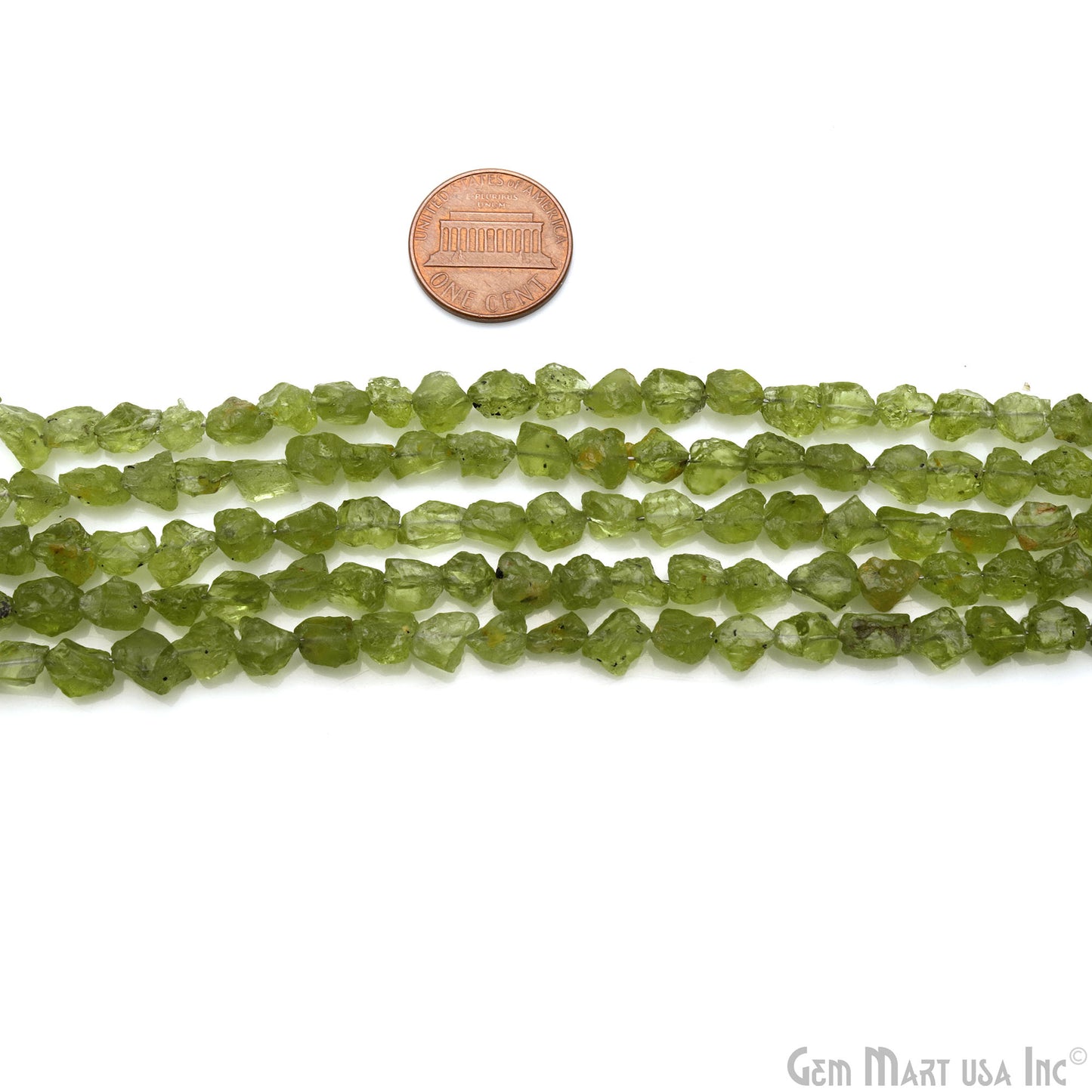 Peridot Rough Beads, 8 Inch Gemstone Strands, Drilled Strung Briolette Beads, Free Form, 7x5mm