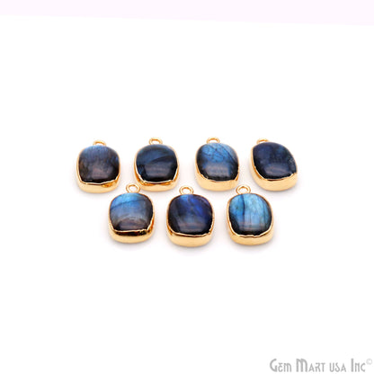Flashy Labradorite 19x12mm Cabochon Octagon Single Bail Gold Electroplated Gemstone Connector