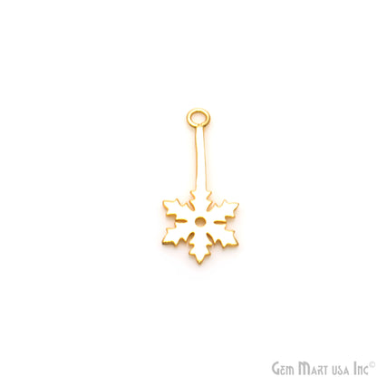 Snowflake Shape 27x12mm Gold Plated Textured Charm Minimalist Finding
