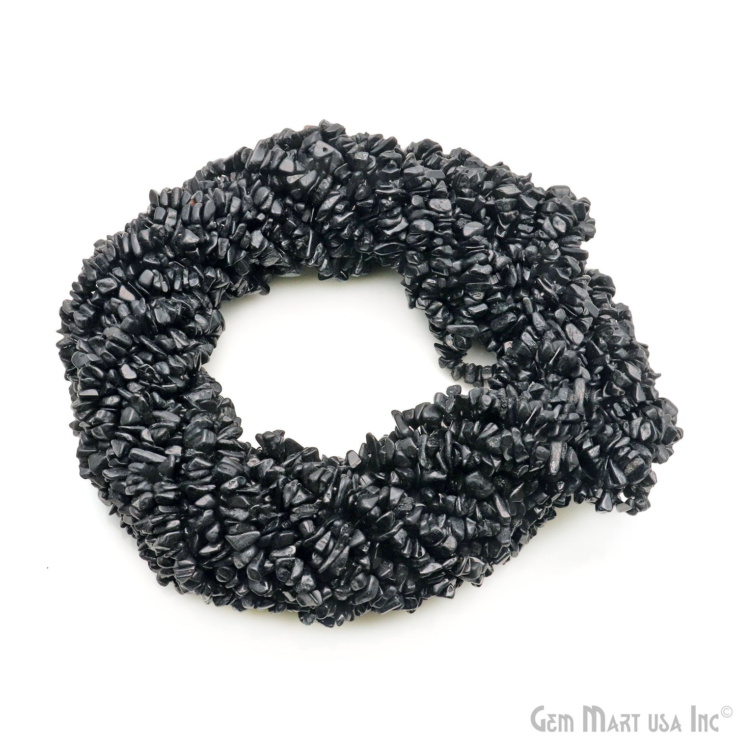 Black Tourmaline Chip Beads, 34 Inch, Natural Chip Strands, Drilled Strung Nugget Beads, 3-7mm, Polished, GemmartUSA (CHKT-70001)