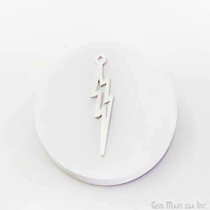 Zig Zag Shape Laser Finding Silver Plated 37.025x7.9mm Charm For Bracelets & Pendants