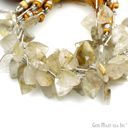 Golden Rutile Kite Beads, 6 Inch Gemstone Strands, Drilled Strung Briolette Beads, Kite Shape, 16x12mm