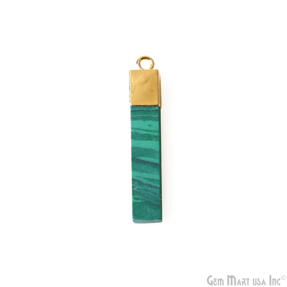 Malachite Rectangle Shape 33x5mm Gold Electroplated Single Bail Connector