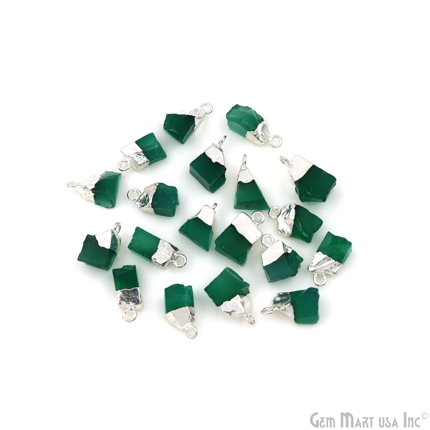 Rough Gemstone 15X10mm (appx.) Free From Silver Electroplated Single Bail Connector