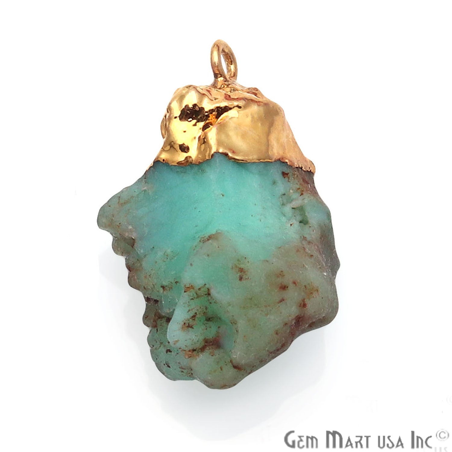 Rough Chrysoprase Free Form 20x16mm Gold Edge Connector - GemMartUSA