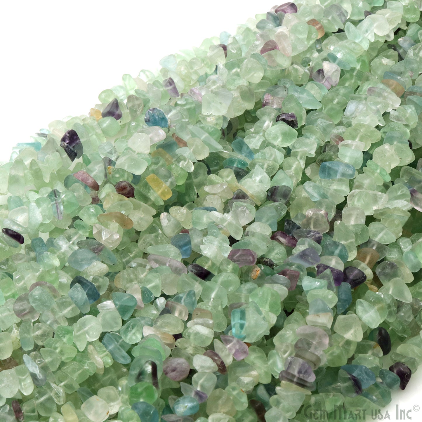 Flourite Chip Beads, 34 Inch, Natural Chip Strands, Drilled Strung Nugget Beads, 7-10mm, Polished, GemmartUSA (CHFL-70004)