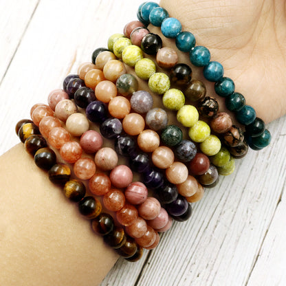 Beaded Gemstone Bracelet Round 8mm