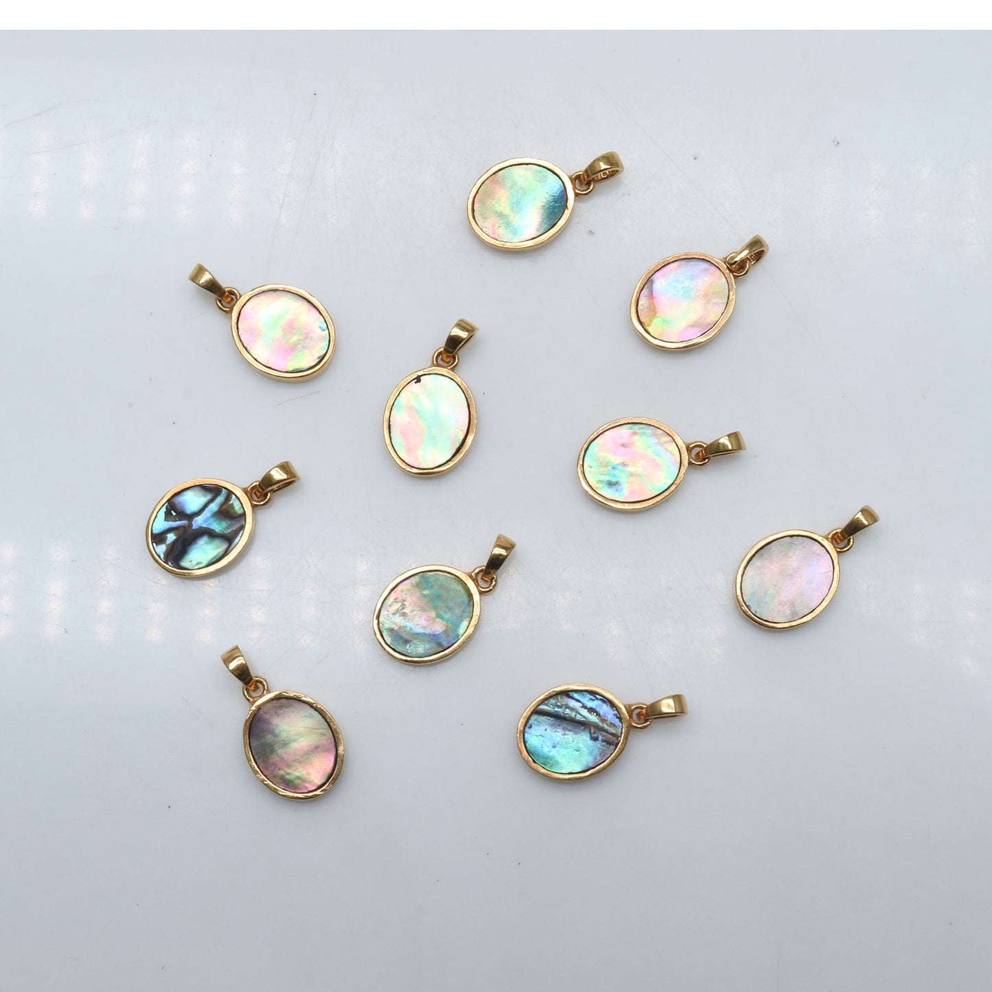 Abalone Shell Oval Shape 16x11mm Gold Plated Single Bail Pendant