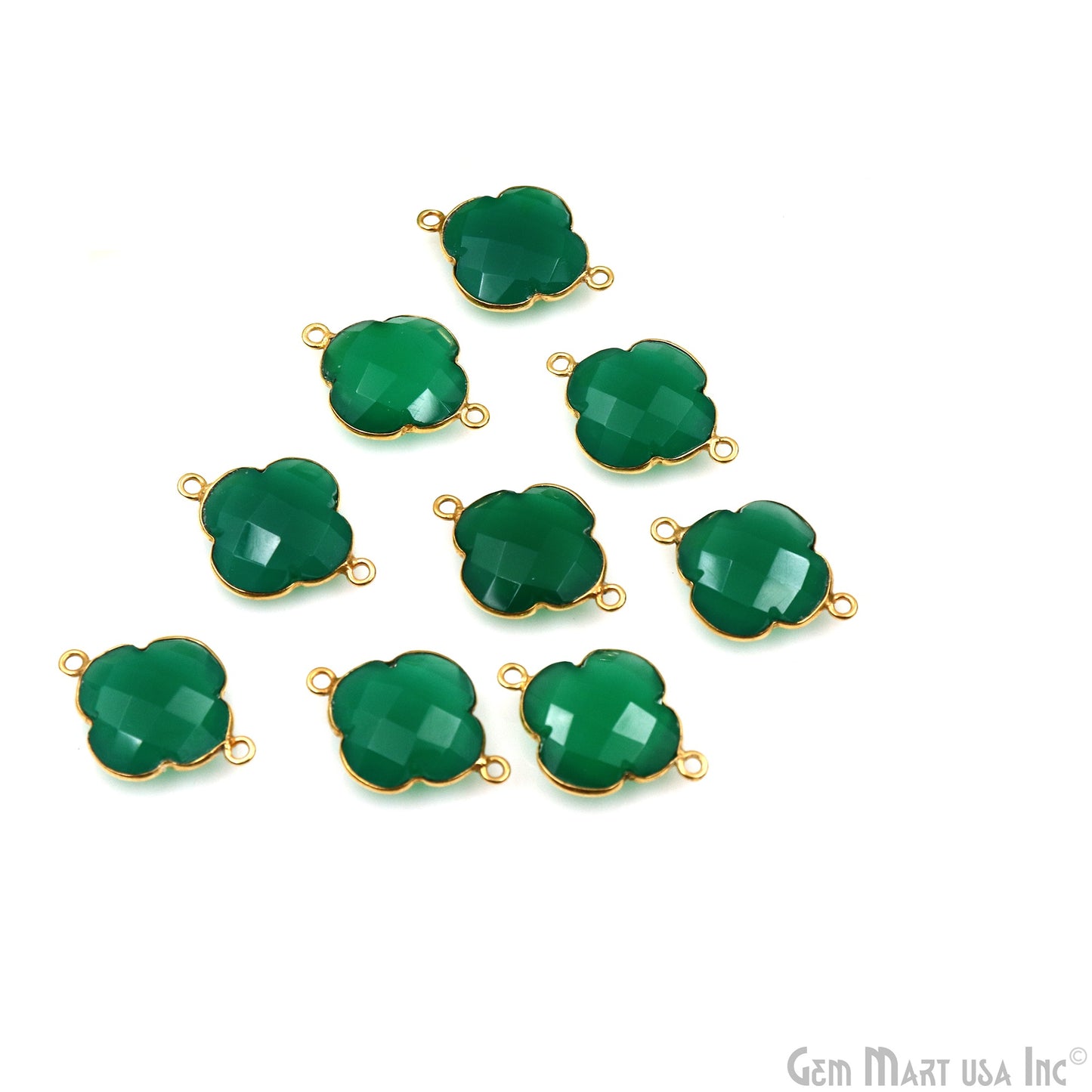 Clover 16x22mm Double Bail Gold Bezel Gemstone Connector