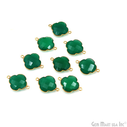 Clover 16x22mm Double Bail Gold Bezel Gemstone Connector