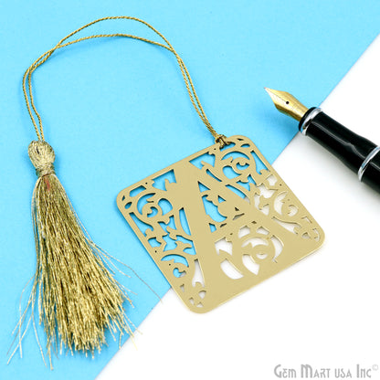 A Alphabet Bookmark With Tassel. Gold Plated Bookmark, Reader Gift, Handmade Bookmark, Page Marker, Aesthetic Gift, 50mm