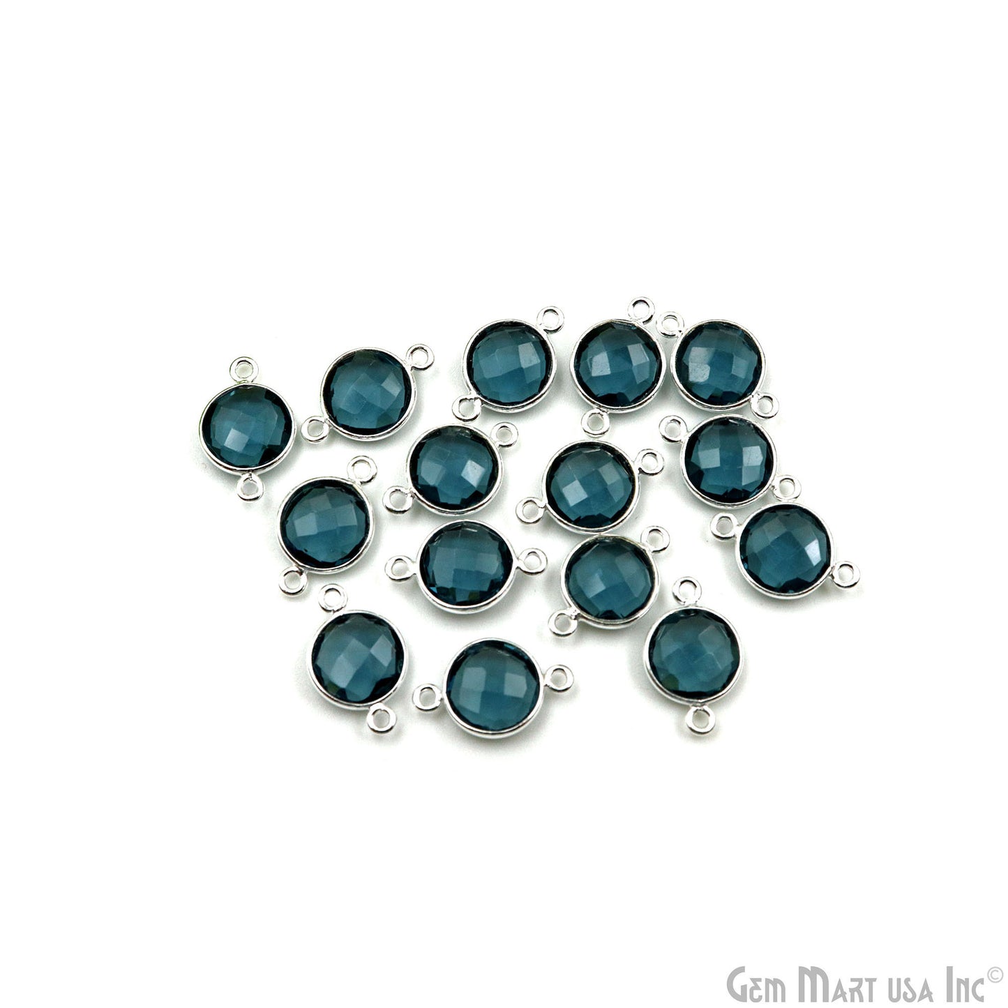 Round 10mm Double Bail Silver Plated Gemstone Bezel Connector