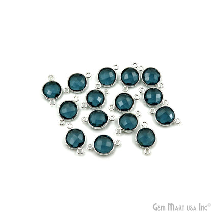 Round 10mm Double Bail Silver Plated Gemstone Bezel Connector