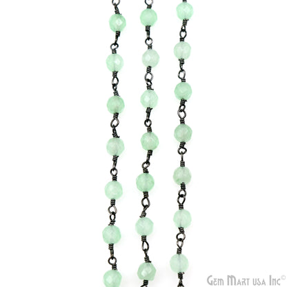 Baby Green Jade Beads Oxidized Wire Wrapped Rosary Chain