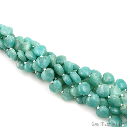 Amazonite Heart Beads, 7 Inch Gemstone Strands, Drilled Strung Briolette Beads, Heart Shape, 10mm