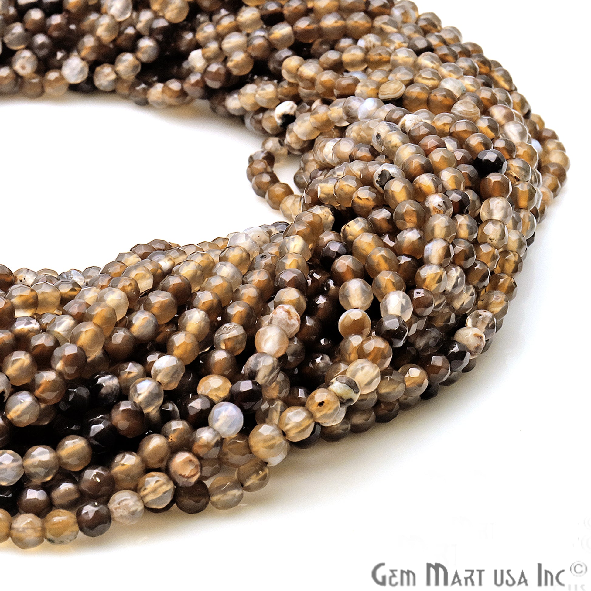 Brown Rutile Jade 4mm Faceted Rondelle Beads Strands 14Inch - GemMartUSA