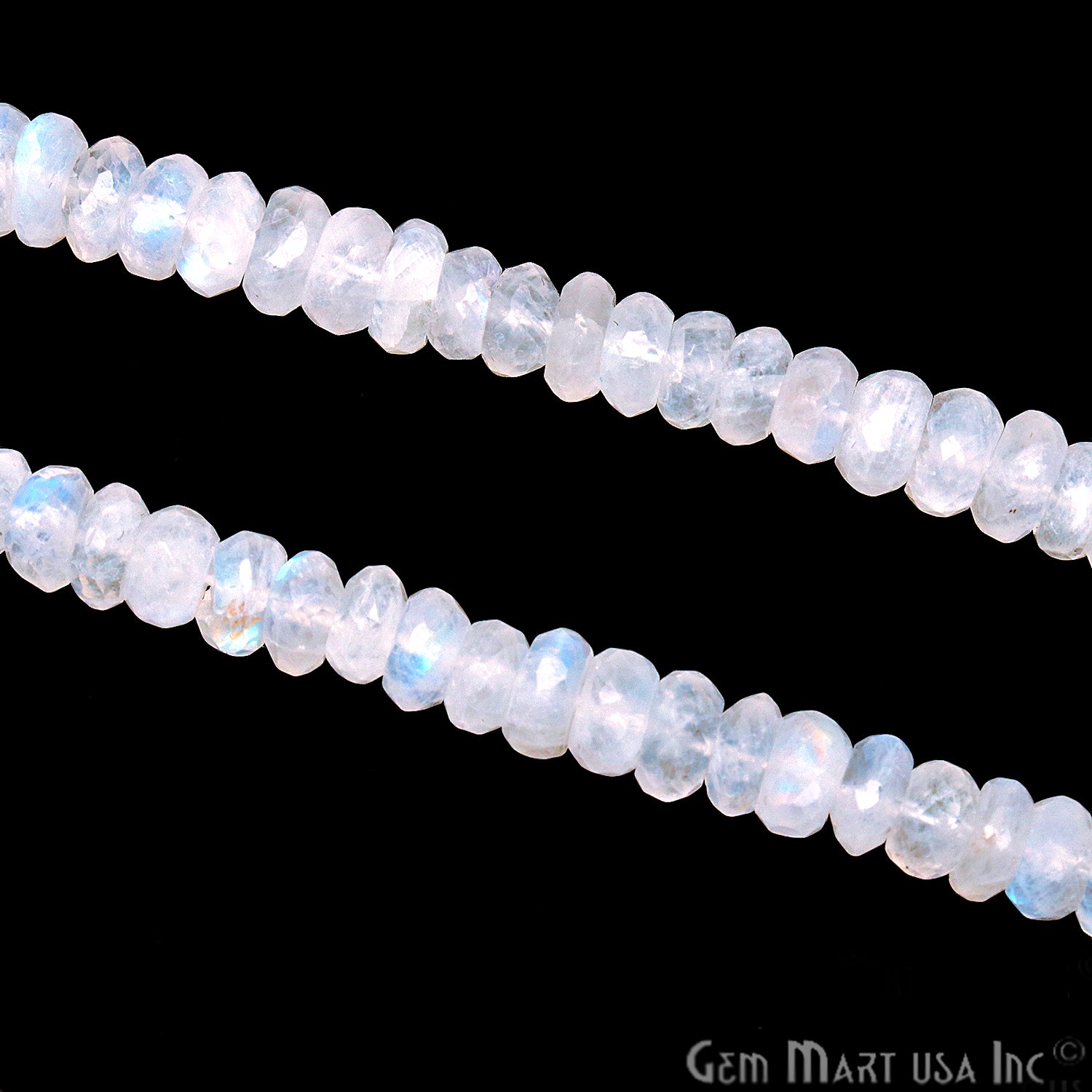 Rainbow Moonstone 7-8mm Round Rondelle Strand Beads - GemMartUSA