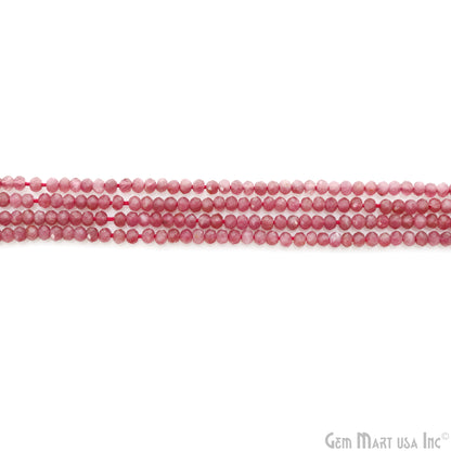 Pink Tourmaline Rondelle Beads, 13 Inch Gemstone Strands, Drilled Strung Nugget Beads, Faceted Round, 2.5-3mm