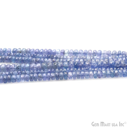 Tanzanite Rondelle Beads, 13 Inch Gemstone Strands, Drilled Strung Nugget Beads, Faceted Round, 6-7mm