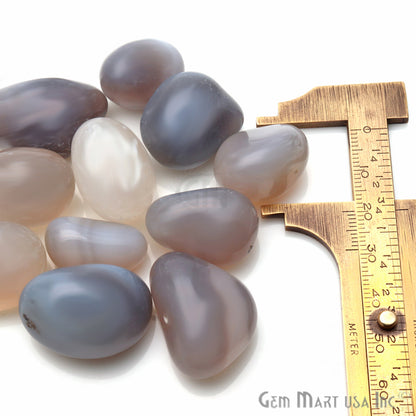 3.53oz Lot Gray Chalcedony Tumbled, Reiki Healing, Beach Stone, Wiccan Stone - GemMartUSA