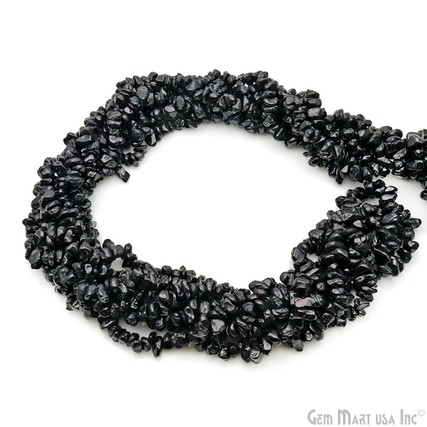 Black Spinel Chip Beads, 34 Inch, Natural Chip Strands, Drilled Strung Nugget Beads, 7-10mm, Polished, GemmartUSA (CHSB-70004)
