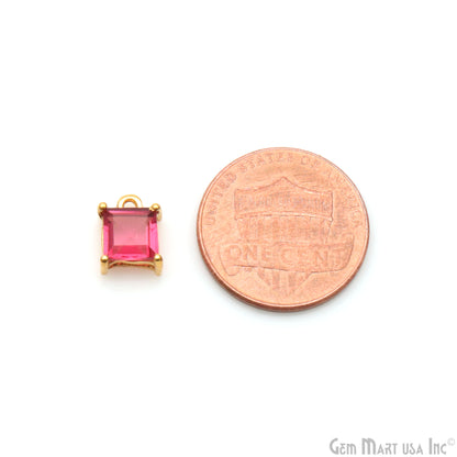 Gemstone 6mm Square Gold Plated Prong Setting Gemstone Connector