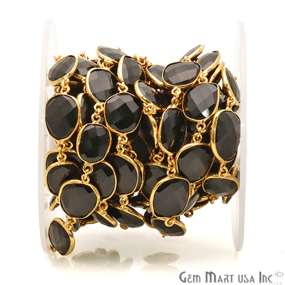 Black Onyx Free Form 10-15mm Gold Bezel Continuous Connector Chain - GemmartUSA