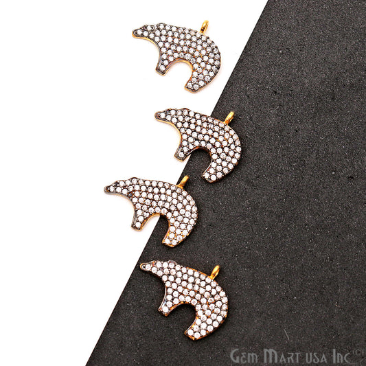 Bear' CZ Pave Gold Vermeil Charm for Bracelet & Pendants - GemmartUSA