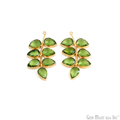 Pear shaped Leaf Earring, Gold Plated Leaf DIY Component Charm, Pear Cut Stone Earrings, 8x12mm