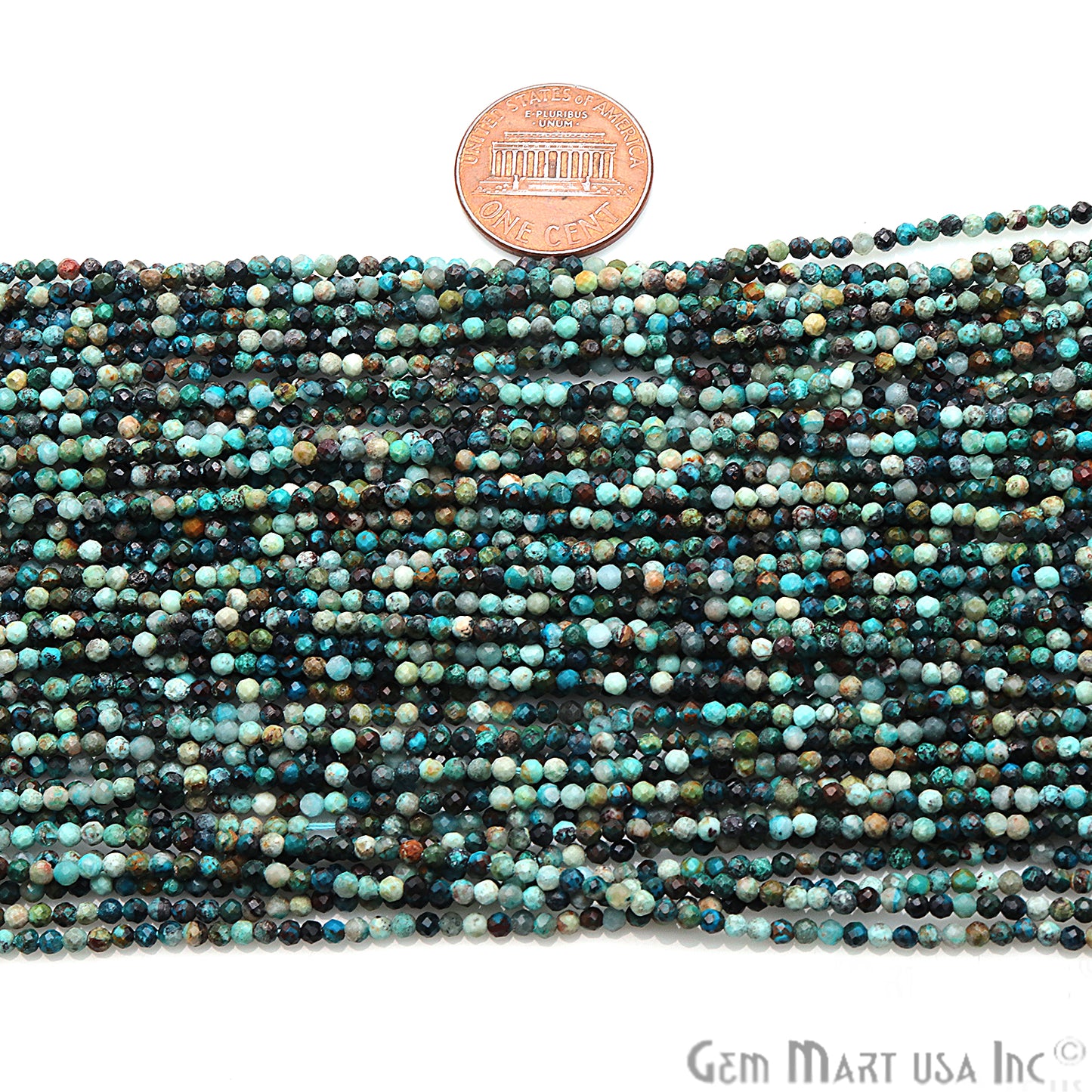 Chrysocolla Faceted Gemstones Rondelle Beads, Jewelry Making Supply Strand Beads - GemMartUSA