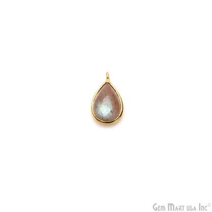 Labradorite Cabochon Pears 8x12mm Gold Plated Gemstone Connector