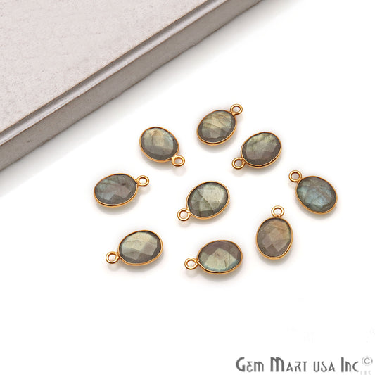 Labradorite Oval 8x10mm Gold Electroplated Connector (Pick Bail) - GemMartUSA