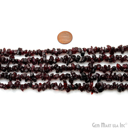 Garnet Chip Beads, 34 Inch, Natural Chip Strands, Drilled Strung Nugget Beads, 7-10mm, Polished, GemmartUSA (CHGT-70004)