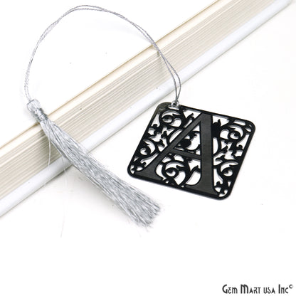 Metal A Alphabet Bookmark With Tassel. Oxidized Bookmark, Reader Gift, Handmade Bookmark, Page Marker, Aesthetic Gift. 50mm