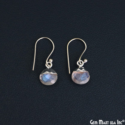Rainbow Moonstone 10mm Heart Silver Electroplated Gemstone Connector