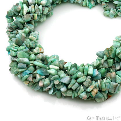 Amazonite Chip Beads, 34 Inch, Natural Chip Strands, Drilled Strung Nugget Beads, 7-10mm, Polished, GemMartUSA (CHAZ-70004)