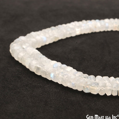 Rainbow Moonstone Micro Faceted Rondelle 3-4mm 13Inch Length AAAmazing Blue Luster (RLRM-70002) (762732445743)