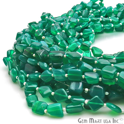 Green Onyx Free Form 9x7mm Tumble Beads Gemstone Strands - GemMartUSA