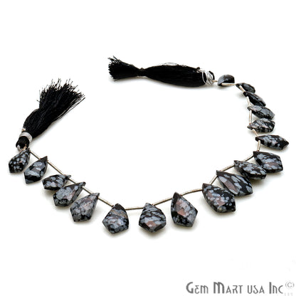 Black Obsidian Free Form 18x11mm Crafting Beads Gemstone Strands 8INCH - GemMartUSA