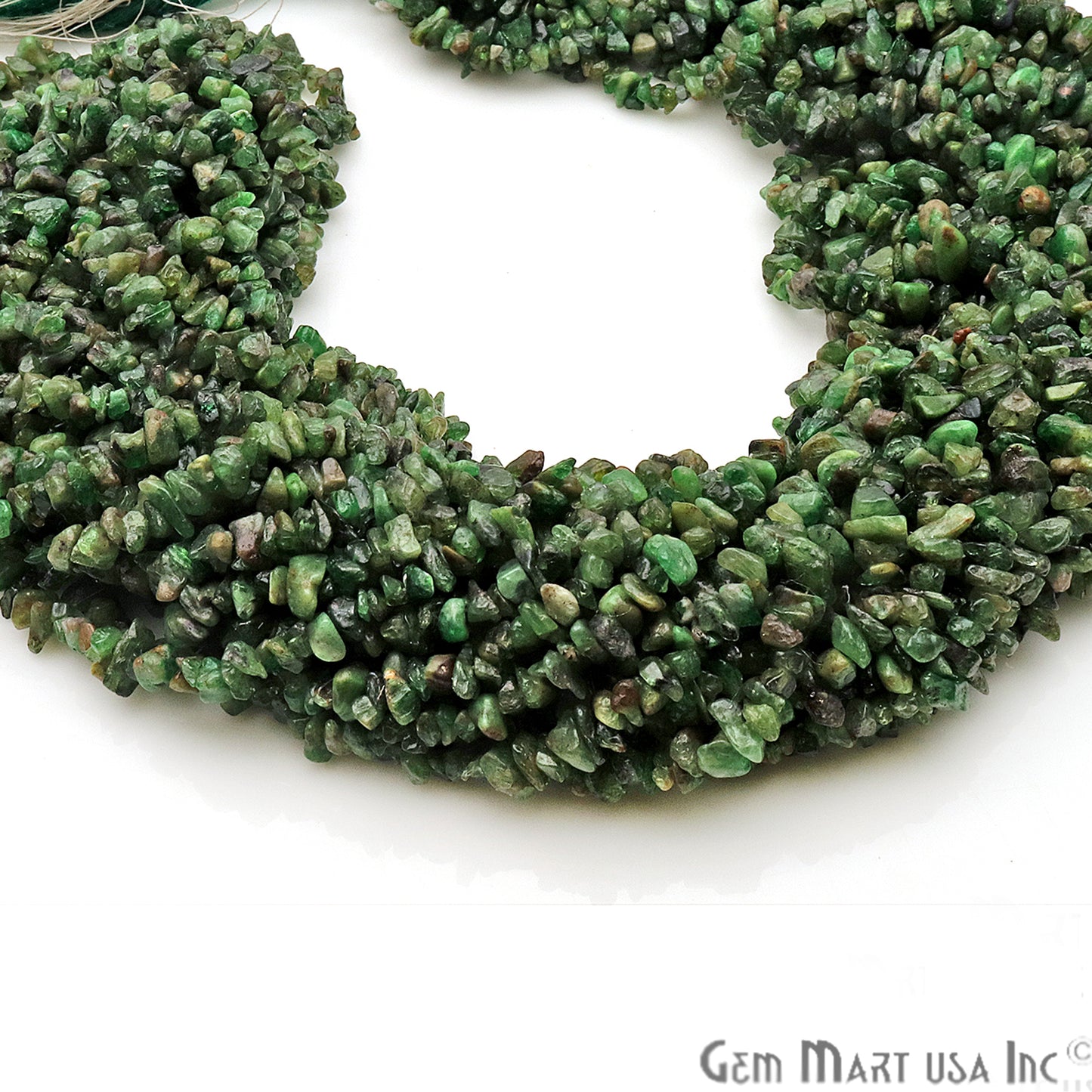 Natural Tsavorite Dark 4-6mm Nugget Chips Strand 34 Inch - GemMartUSA